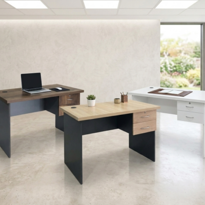 Bureau 2 Tiroirs En Bois