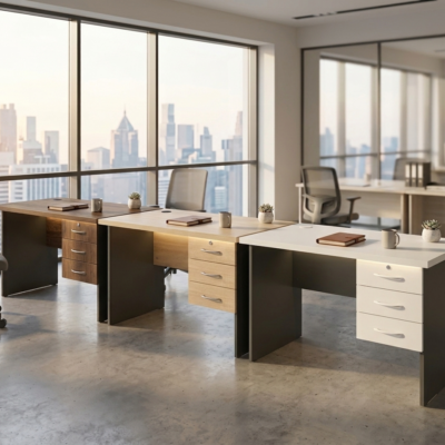 Bureau 3 Tiroirs En Bois