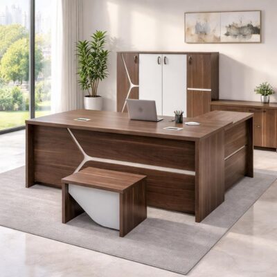 Ensemble De Bureau 119 1.80M Nevada Avec Retour Fix-Table Basse-Bahut